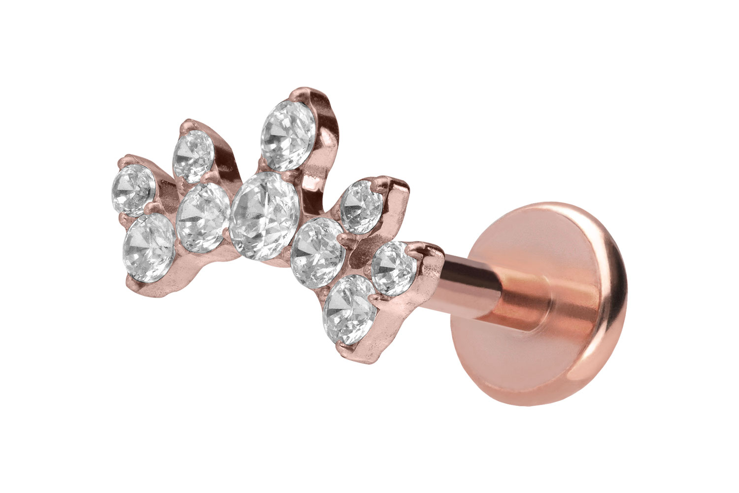 Titan Labret Piercing mit Push Fit KRISTALLBOGEN